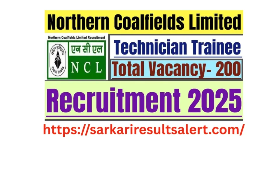 Northern Coalfield NCL Technician Online Form 2025