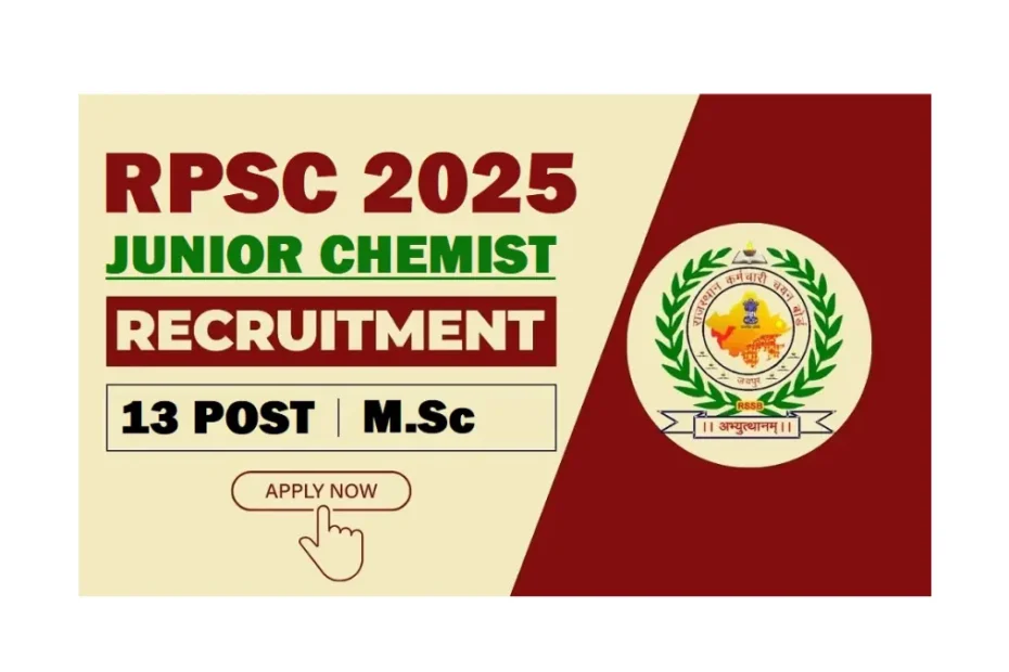 Rajasthan RPSC Junior Chemist Recruitment 2025 Apply Online for 13 Post