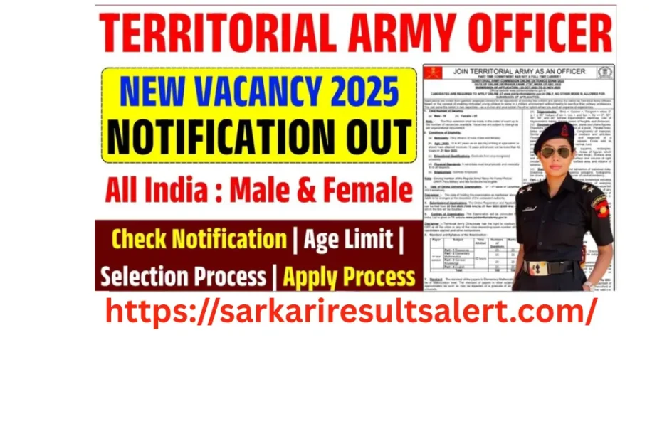 Indian Army Join Territorial Army Commission Online Entrance Exam TAOEE 2025 Apply Online
